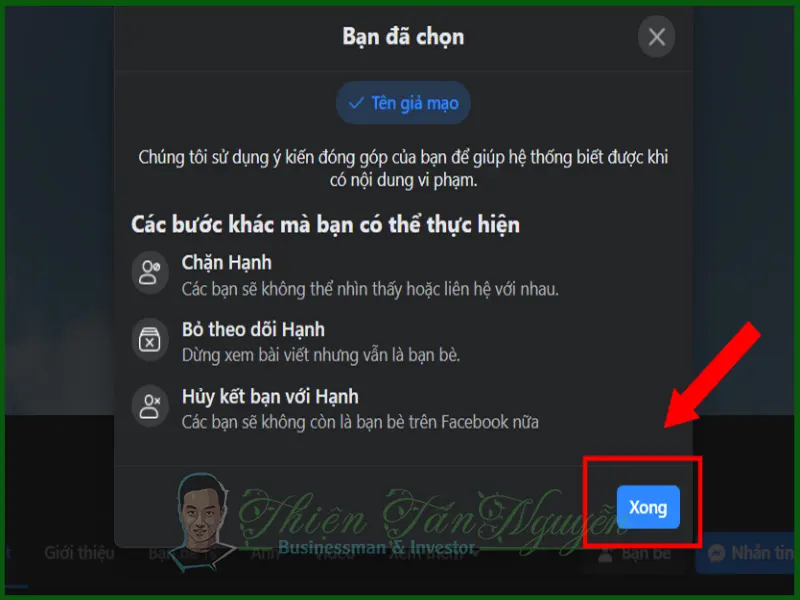 Facebook gửi thông báo xác nhận