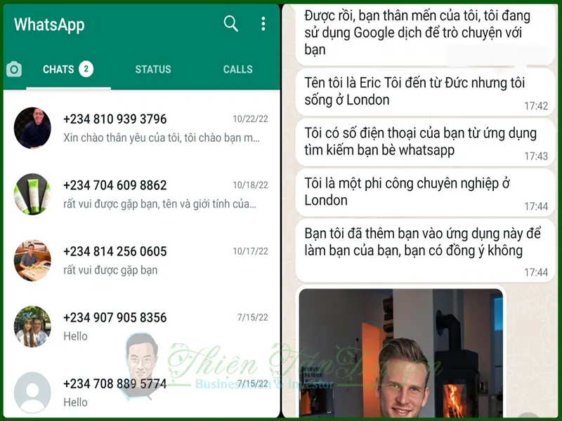 Tin nhắn người nước ngoài lừa đảo trên WhatsApp